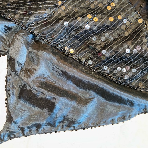 LINSIANO black butterfly wing top, sequined
beaded wings front/back. VTG XXL - Picture 8 of 17